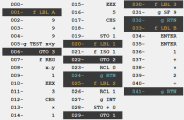 HP-15C Program Menu - Mnemonics coloured